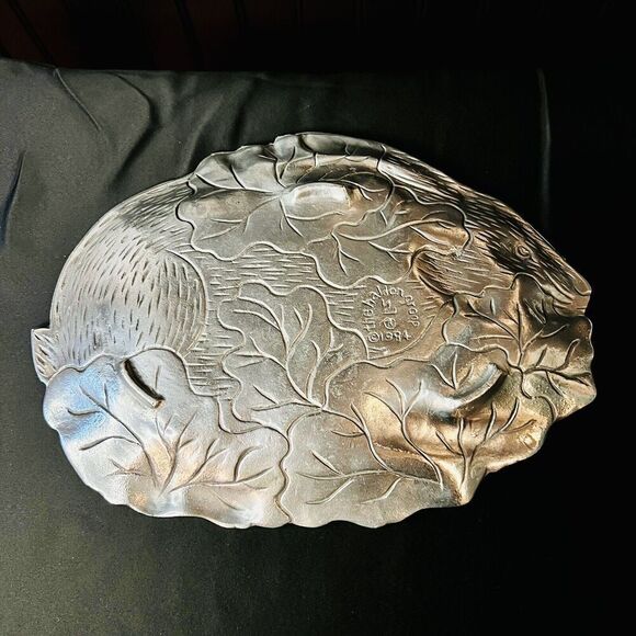 The Haldon Group 1984 Metal Aluminum Rabbit Bunny Oval Platter Cabbage Vintage - Picture 6 of 9